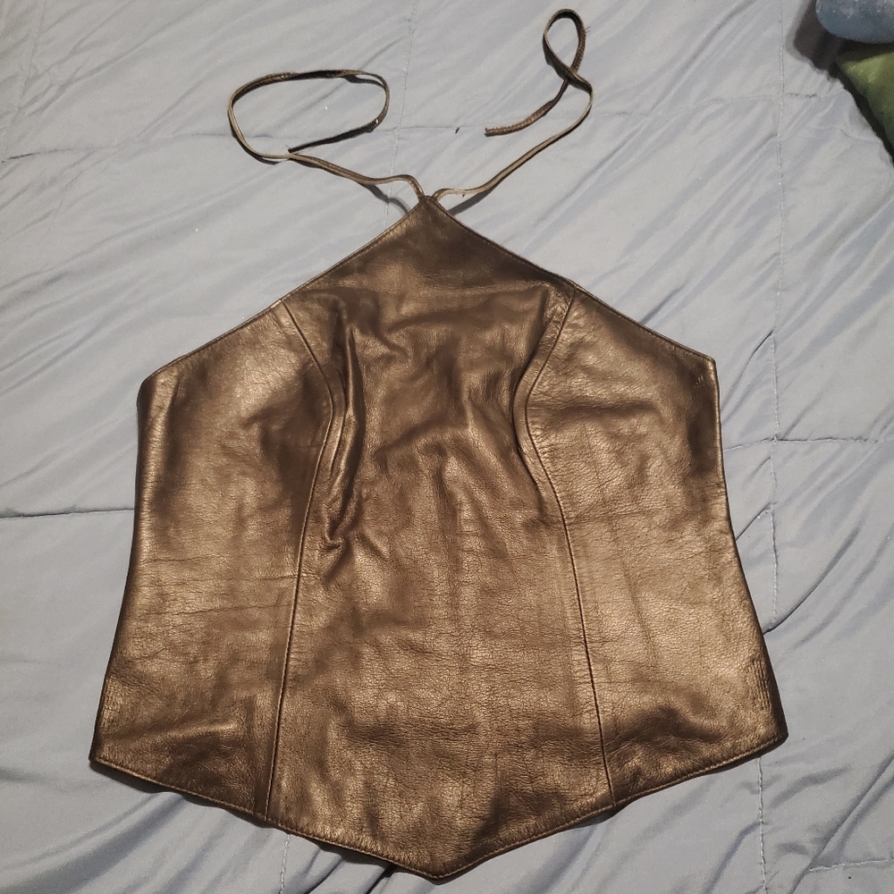 Leather Halter Top